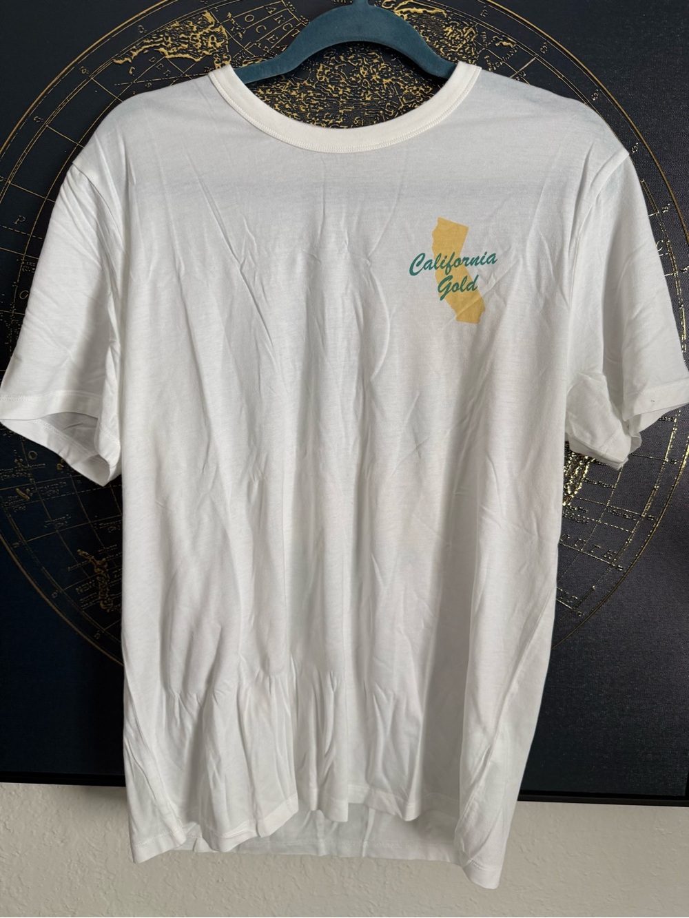 Marine Layer White Tee with Gold California Graphic